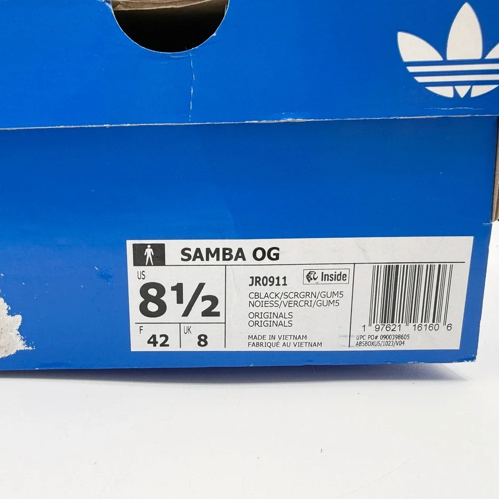 Adidas Samba OG Sneakers Size 8.5 Mens Black Neon Green Gum JR0911 NEW
